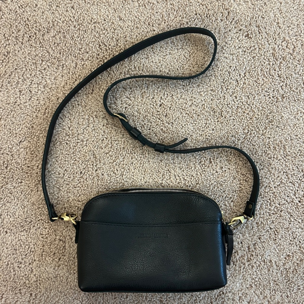 Pebbled Black Eclipse Crossbody Bag